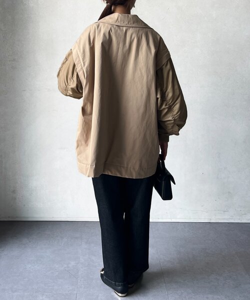 Chez toi（シェトワ）の「MA-1スリーブ2WAYハーフコート（MA-1・レディース・ベージュ/ブラック/ベージュ系その他・FREE）」の18枚目の写真