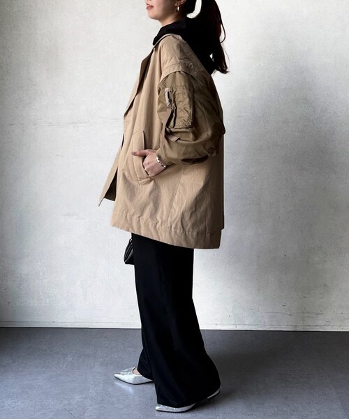 Chez toi（シェトワ）の「MA-1スリーブ2WAYハーフコート（MA-1・レディース・ベージュ/ブラック/ベージュ系その他・FREE）」の22枚目の写真
