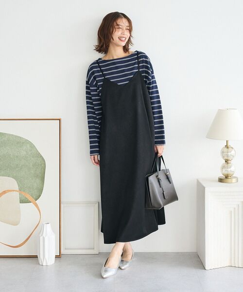 Green　Parks（グリーンパークス）の「前後2WAYサテンキャミワンピース（ワンピース・レディース・アイボリー/グレー/ブラック・FREE）」の3枚目の写真