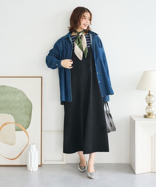 Green　Parks（グリーンパークス）の「前後2WAYサテンキャミワンピース（ワンピース・レディース・アイボリー/グレー/ブラック・FREE）」の4枚目の写真