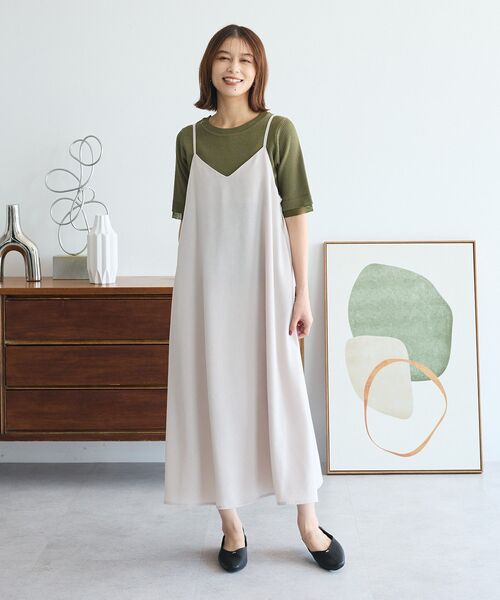 Green　Parks（グリーンパークス）の「前後2WAYサテンキャミワンピース（ワンピース・レディース・アイボリー/グレー/ブラック・FREE）」の6枚目の写真