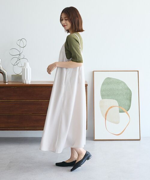 Green　Parks（グリーンパークス）の「前後2WAYサテンキャミワンピース（ワンピース・レディース・アイボリー/グレー/ブラック・FREE）」の8枚目の写真