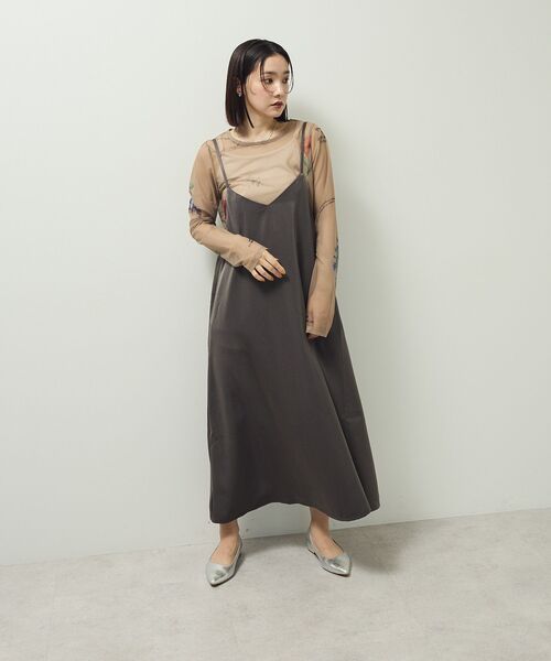 Green　Parks（グリーンパークス）の「前後2WAYサテンキャミワンピース（ワンピース・レディース・アイボリー/グレー/ブラック・FREE）」の10枚目の写真