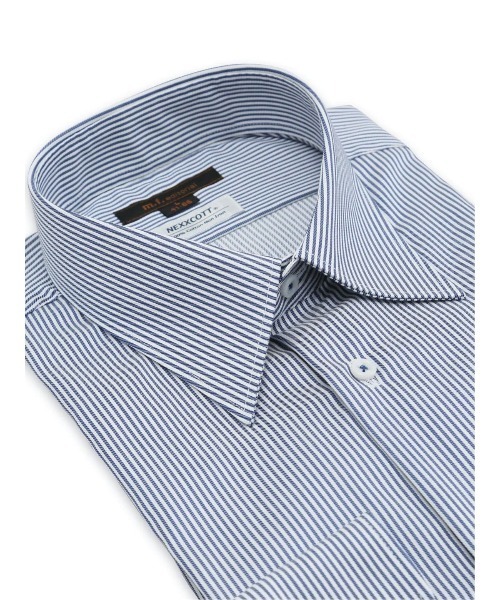 m.f.editorial（エムエフエディトリアル）の「【綿100% ノンアイロン】m.f.エディトリアル メンズ レギュラーカラー ビジネスドレス長袖シャツ（ビジネスシャツ・メンズ・ネイビー・首回り43cm-裄丈86cm/首回り43cm-裄丈82cm/首回り41cm-裄丈86cm/首回り41cm-裄丈82cm/首回り39cm-裄丈84cm/首回り39cm-裄丈80cm）」の7枚目の写真