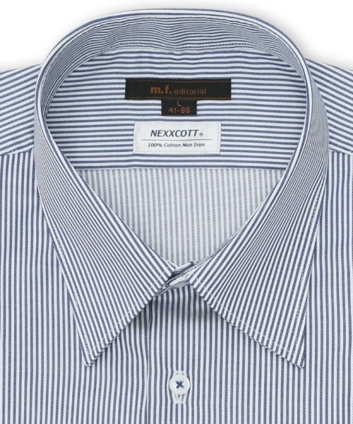 m.f.editorial（エムエフエディトリアル）の「【綿100% ノンアイロン】m.f.エディトリアル メンズ レギュラーカラー ビジネスドレス長袖シャツ（ビジネスシャツ・メンズ・ネイビー・首回り43cm-裄丈86cm/首回り43cm-裄丈82cm/首回り41cm-裄丈86cm/首回り41cm-裄丈82cm/首回り39cm-裄丈84cm/首回り39cm-裄丈80cm）」の8枚目の写真