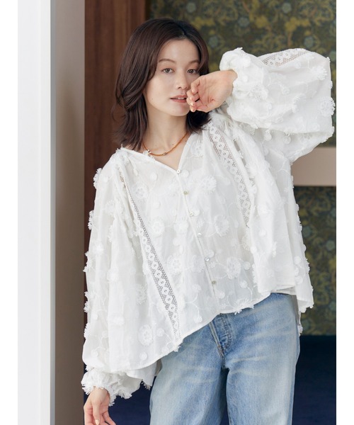 スリーブボリュームジャカードブラウス（シャツ/ブラウス