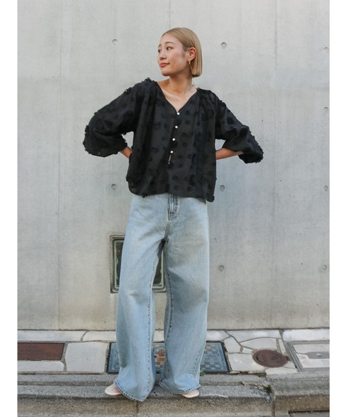 Ungrid（アングリッド）の「スリーブボリュームジャカードブラウス（シャツ/ブラウス・レディース・グリーン/ブラック/オフホワイト・FREE）」の10枚目の写真