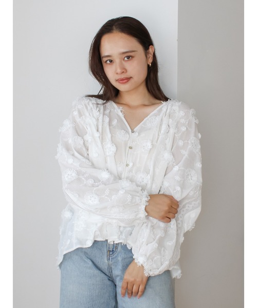 Ungrid（アングリッド）の「スリーブボリュームジャカードブラウス（シャツ/ブラウス・レディース・グリーン/ブラック/オフホワイト・FREE）」の21枚目の写真