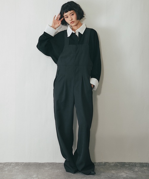 セール】ストライプ柄オーバーオール（サロペット