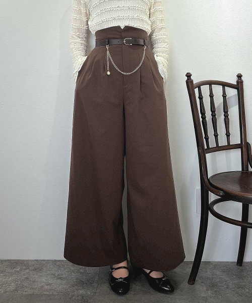 an another angelus（アンアナザーアンジェラス）の「【セットアップ対応/2サイズ展開】チェーンベルト付きハイウエストパンツ（その他パンツ・レディース・グレー/ブラウン・1/2）」の14枚目の写真