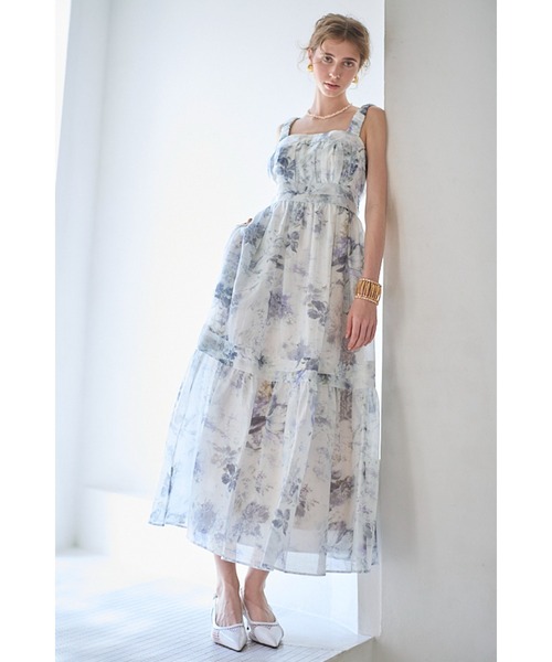 セール】Hazel Print Dress タックティアードプリントドレス