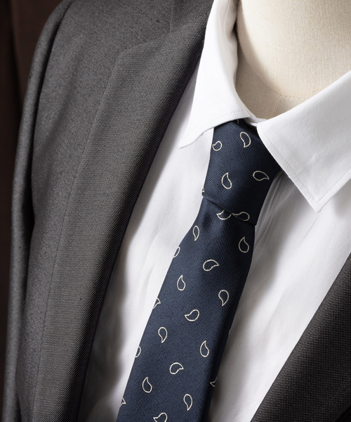 セール】イージーケア 洗えるネクタイ ペイズリーデザイン スリム