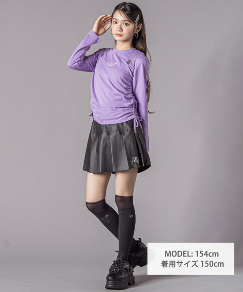 ZIDDY（ジディ）の「肩あきドロストトップス(130~160cm)（Tシャツ/カットソー・キッズ・ブラック/パープル・130cm/FREE/140cm/150cm）」の3枚目の写真