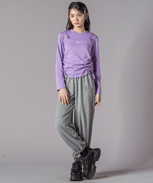 ZIDDY（ジディ）の「肩あきドロストトップス(130~160cm)（Tシャツ/カットソー・キッズ・ブラック/パープル・130cm/FREE/140cm/150cm）」の6枚目の写真