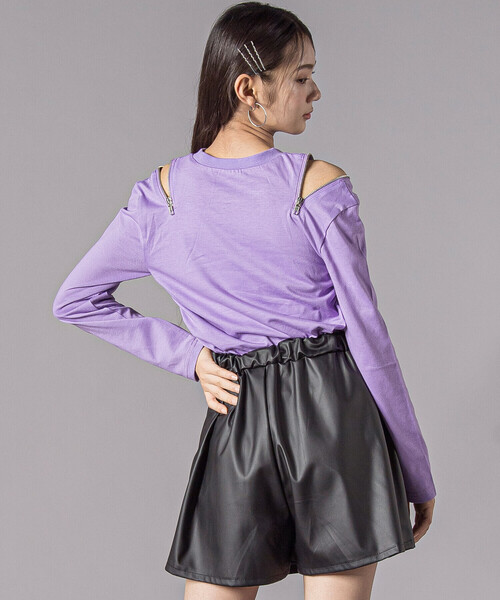 ZIDDY（ジディ）の「肩あきドロストトップス(130~160cm)（Tシャツ/カットソー・キッズ・ブラック/パープル・130cm/FREE/140cm/150cm）」の9枚目の写真