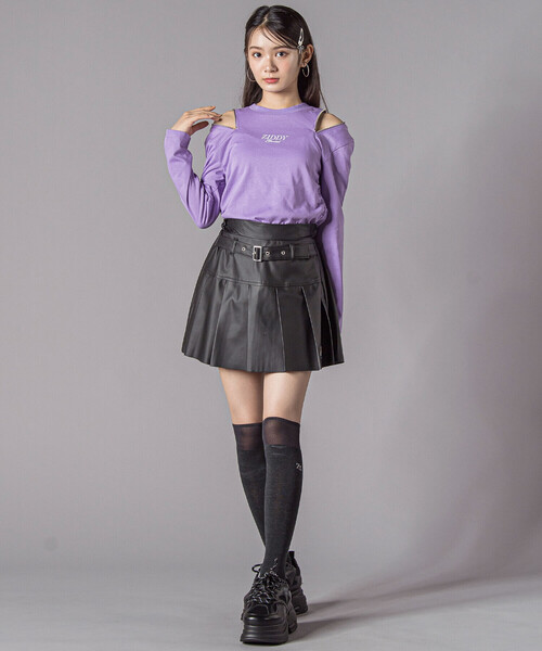 ZIDDY（ジディ）の「肩あきドロストトップス(130~160cm)（Tシャツ/カットソー・キッズ・ブラック/パープル・130cm/FREE/140cm/150cm）」の10枚目の写真