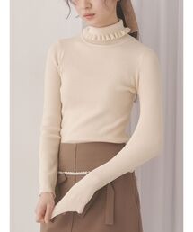 merry jenny | frillリブタートルニットtops(ニット/セーター)