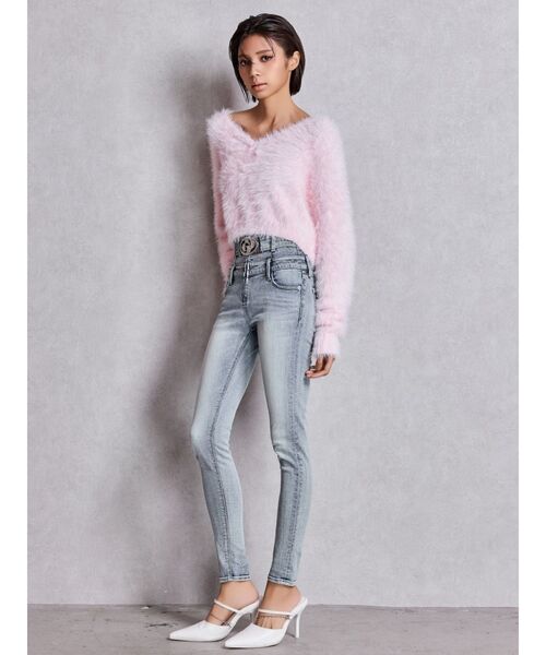 GYDA（ジェイダ）の「ハイウエスト GD bijou MOLDフロントZIPスキニーデニムパンツ（デニムパンツ・レディース・インディゴブルー/ライトブルー・MEDIUM/SMALL/X-SMALL）」の12枚目の写真