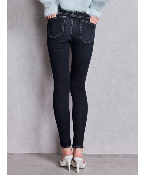 ハイウエスト GD bijou MOLDフロントZIPスキニーデニムパンツ（デニム