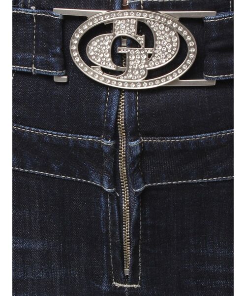 ハイウエスト GD bijou MOLDフロントZIPスキニーデニムパンツ（デニム