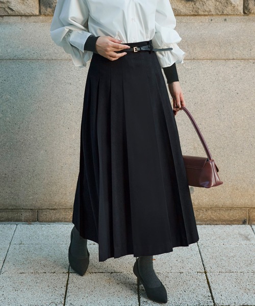 サンローラン パリ　黒ロングスカート　新品に近い フランス綾ロングスカート（ブラック）【レディス】U402 | HUIS