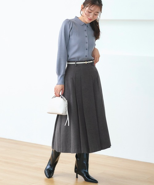 L.elu スカート　グレー ストレッチ ｜ スマートライン スカート ( Bタイプ ) ｜ レディース