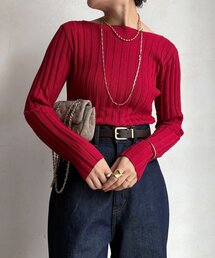 かぐれ ボーダーボートネックプルオーバー RED かぐれ ボーダーボートネックプルオーバー - メルカリ