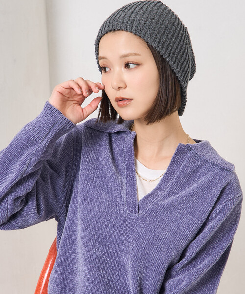 モール スキッパーポロニット/ポロ襟/襟付きニット（ニット/セーター