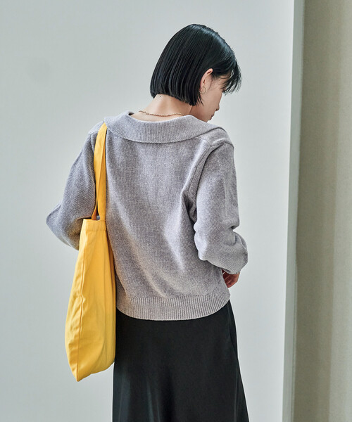 FREAK'S STORE（フリークスストア）の「モール スキッパーポロニット/ポロ襟/襟付きニット（ニット/セーター・レディース・ブラック/オフホワイト/ネイビー/ピンク/ライトグレー/ブルー・ﾌﾘ-）」の22枚目の写真