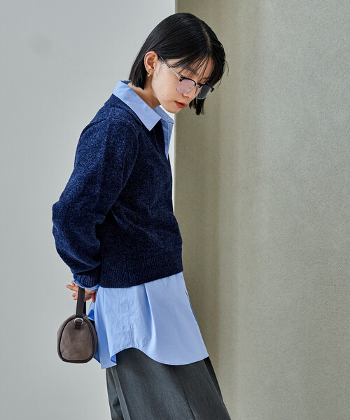 セール】モール スキッパーポロニット/ポロ襟/襟付きニット（ニット