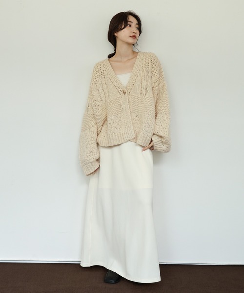 select MOCA Et（セレクトモカエト）の「【Et】Cable wide cardigan（カーディガン/ボレロ・レディース・チャコール/モカ/アイボリー・FREE）」の16枚目の写真