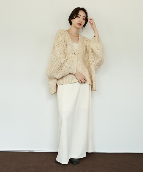 select MOCA Et（セレクトモカエト）の「【Et】Cable wide cardigan（カーディガン/ボレロ・レディース・チャコール/モカ/アイボリー・FREE）」の18枚目の写真