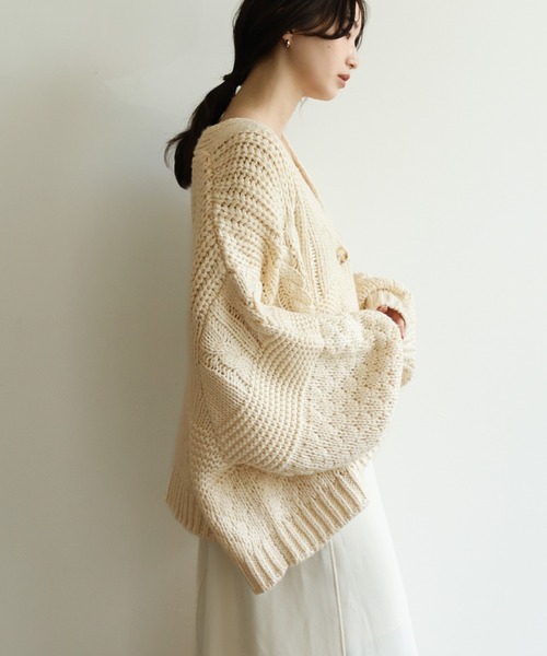 select MOCA Et（セレクトモカエト）の「【Et】Cable wide cardigan（カーディガン/ボレロ・レディース・チャコール/モカ/アイボリー・FREE）」の17枚目の写真