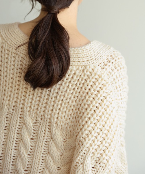 select MOCA Et（セレクトモカエト）の「【Et】Cable wide cardigan（カーディガン/ボレロ・レディース・チャコール/モカ/アイボリー・FREE）」の19枚目の写真