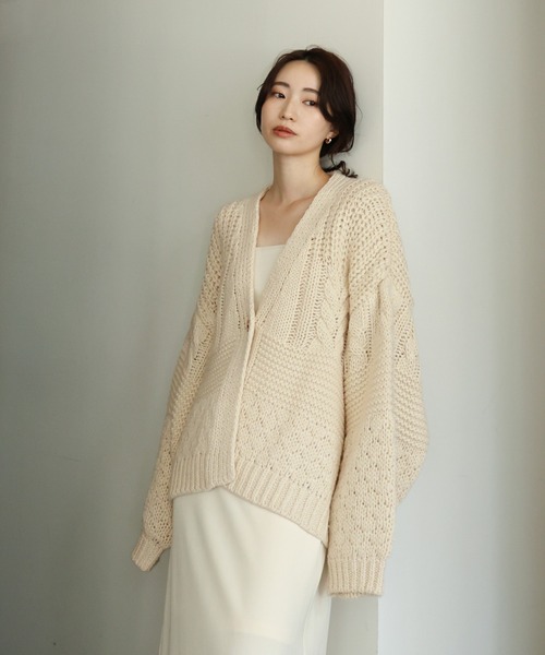select MOCA Et（セレクトモカエト）の「【Et】Cable wide cardigan（カーディガン/ボレロ・レディース・チャコール/モカ/アイボリー・FREE）」の14枚目の写真