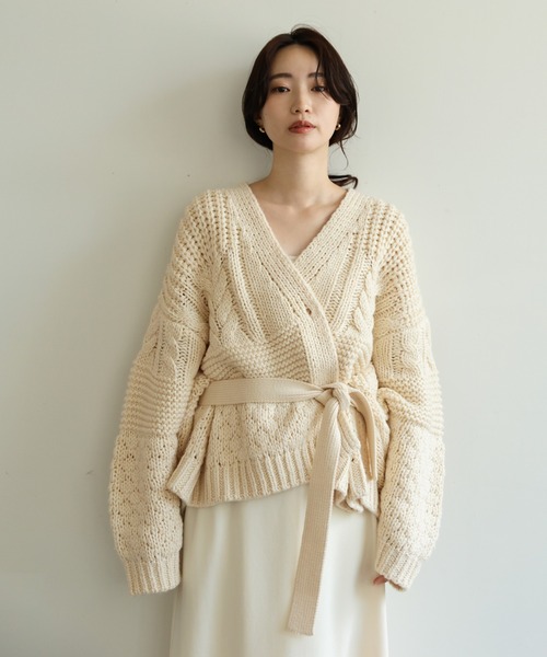 select MOCA Et（セレクトモカエト）の「【Et】Cable wide cardigan（カーディガン/ボレロ・レディース・チャコール/モカ/アイボリー・FREE）」の7枚目の写真