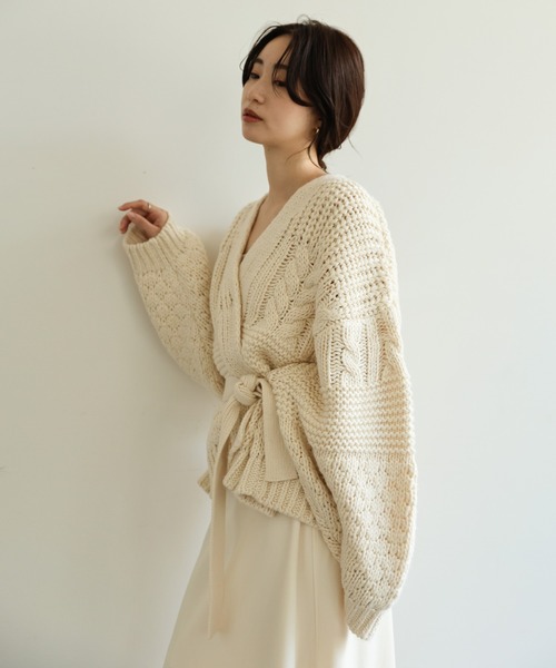 select MOCA Et（セレクトモカエト）の「【Et】Cable wide cardigan（カーディガン/ボレロ・レディース・チャコール/モカ/アイボリー・FREE）」の9枚目の写真