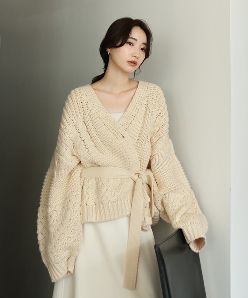 select MOCA Et（セレクトモカエト）の「【Et】Cable wide cardigan（カーディガン/ボレロ・レディース・チャコール/モカ/アイボリー・FREE）」の10枚目の写真