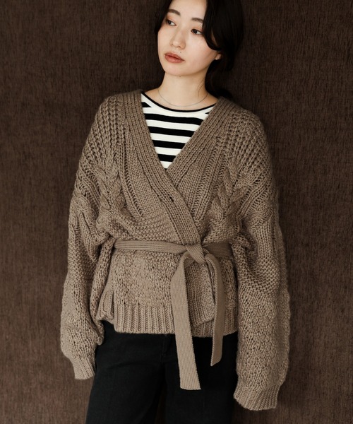 select MOCA Et（セレクトモカエト）の「【Et】Cable wide cardigan（カーディガン/ボレロ・レディース・チャコール/モカ/アイボリー・FREE）」の22枚目の写真