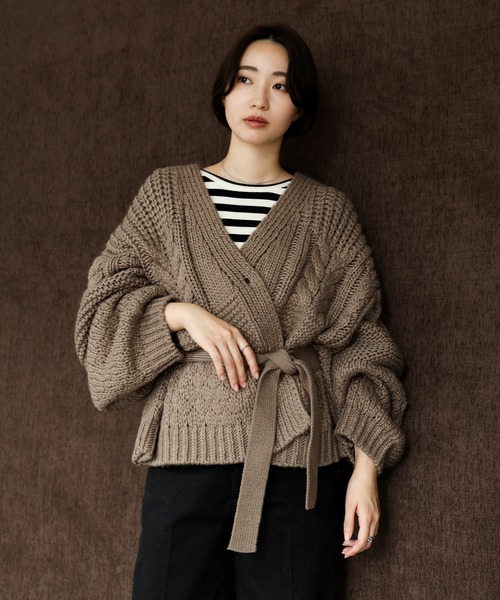 select MOCA Et（セレクトモカエト）の「【Et】Cable wide cardigan（カーディガン/ボレロ・レディース・チャコール/モカ/アイボリー・FREE）」の21枚目の写真