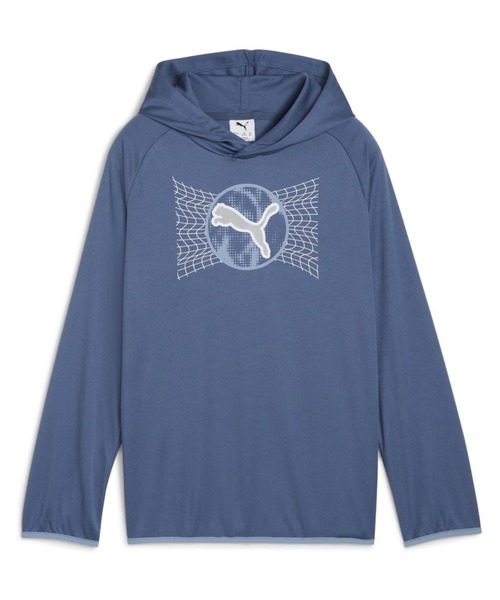 PUMA(プーマ)の「プーマ PUMA ACTIVE SPORTS ライトウェイト ポリ HD B(パーカー・キッズ・ブラック/ネイビー・120cm/130cm/140cm/150cm/160cm)」の1枚目の写真