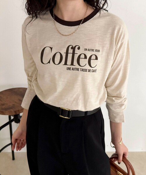 fredy emue（フレディエミュ）の「FLAVOR リンガーロンTシャツ（Tシャツ/カットソー・レディース・ダークブラウン/ベージュ/アイボリー・38）」の2枚目の写真