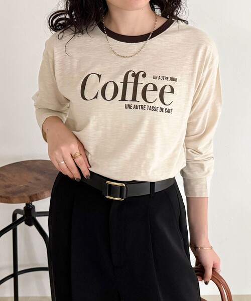 fredy emue（フレディエミュ）の「FLAVOR リンガーロンTシャツ（Tシャツ/カットソー・レディース・ダークブラウン/ベージュ/アイボリー・38）」の21枚目の写真