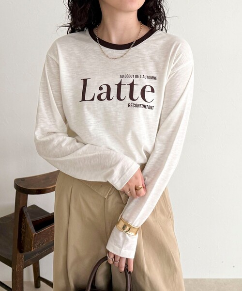 fredy emue（フレディエミュ）の「FLAVOR リンガーロンTシャツ（Tシャツ/カットソー・レディース・ダークブラウン/ベージュ/アイボリー・38）」の8枚目の写真