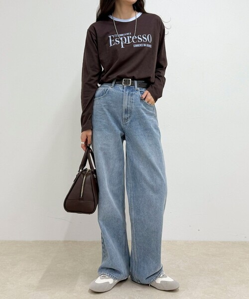 fredy emue（フレディエミュ）の「FLAVOR リンガーロンTシャツ（Tシャツ/カットソー・レディース・ダークブラウン/ベージュ/アイボリー・38）」の12枚目の写真