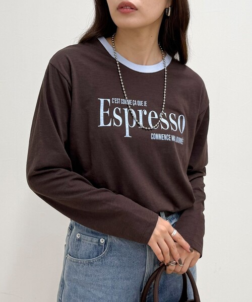 fredy emue（フレディエミュ）の「FLAVOR リンガーロンTシャツ（Tシャツ/カットソー・レディース・ダークブラウン/ベージュ/アイボリー・38）」の15枚目の写真
