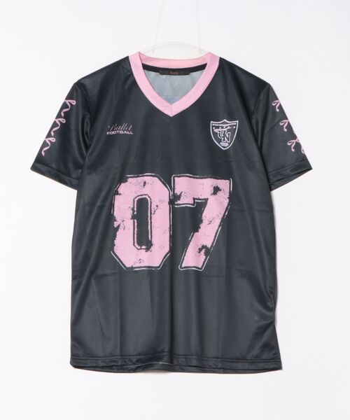 Ritzy(リッツィー)の「Y2K 運動型 オーバーサイズ リボンプリント トップス(Tシャツ/カットソー・レディース・レッド/ブラック/ピンク・M/L)」の13枚目の写真