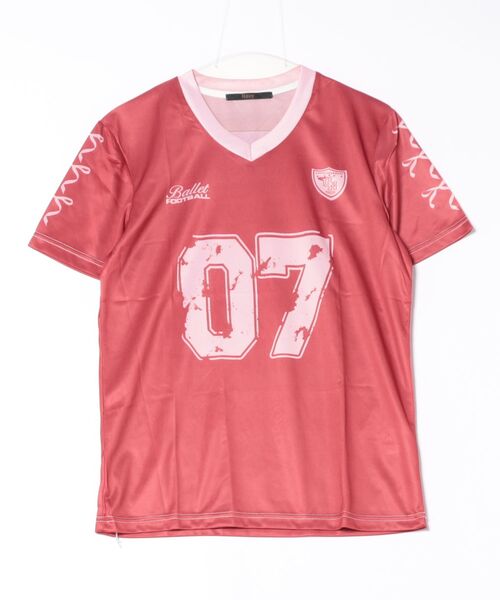 Ritzy(リッツィー)の「Y2K 運動型 オーバーサイズ リボンプリント トップス(Tシャツ/カットソー・レディース・レッド/ブラック/ピンク・M/L)」の15枚目の写真