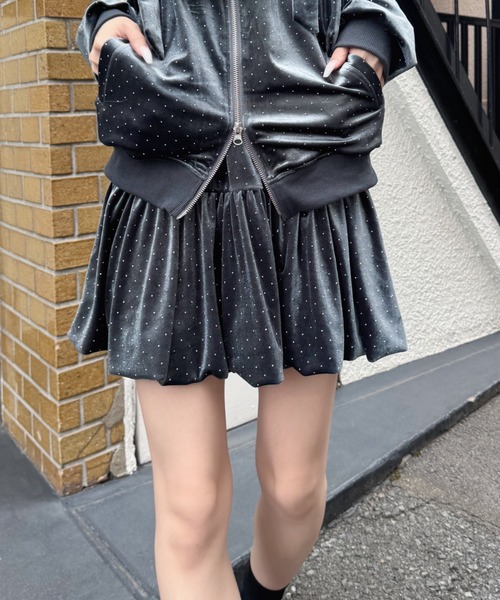 nemne store(ネンネストア)の「キラキラベロア バルーンSK(スカート・レディース・チャコール/ネイビー/ブラック・SMALL/MEDIUM)」の5枚目の写真