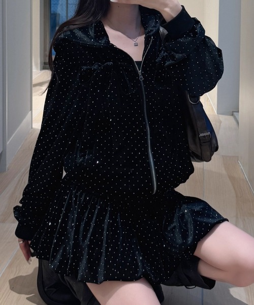 nemne store(ネンネストア)の「キラキラベロア バルーンSK(スカート・レディース・チャコール/ネイビー/ブラック・SMALL/MEDIUM)」の4枚目の写真